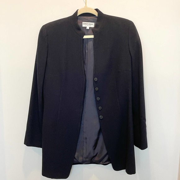 Giorgio Armani Navy Women's Button Blazer - Picture 1 of 4